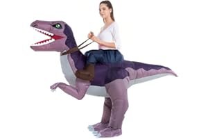 HSCTEK Adult Inflatable Ride on Dinosaur Costume, T-rex, Velociraptor, Triceratops, Pteranodon