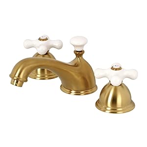Kingston Brass KS3967PX 8 in. Widespread Bathroom Faucet, Brushed Brass