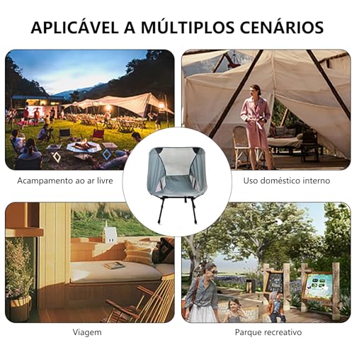 Cadeira Camping, GODREAM Cadeira Camping Dobravel para Acampamento, com Bolsa de Transporte, Estrutura de Aço Carbono e Tecido Poliéster Resistente Premium, Suportar Até 150 kg, Portatil (Cinza)