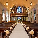 Wedding Aisle Runner 100 x 3 ft Accessories Decorations Aisle Runner for Wedding Party Indoor and Outdoor with Pull String and Double Sided Tape White Scroll Print