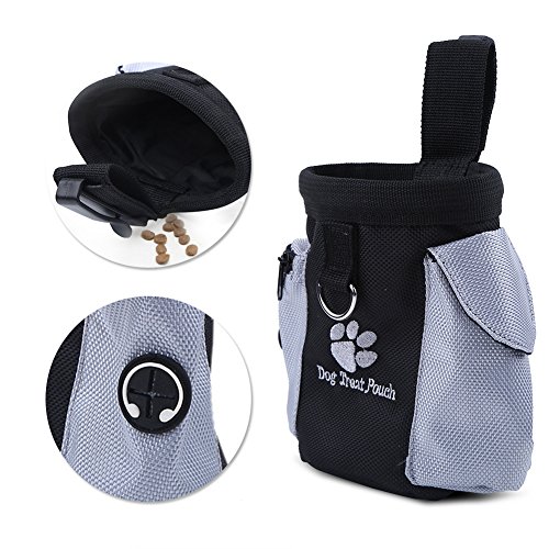 Click Here to See More Images Dog Treat Training Pouch, Leagway Pet Puppy Training Snack Waist Bag Waist Clip Drawstring Carries Pet Toys Food Poop Bag, Pet Walking Feed Pocket