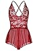 Lingerie Bodysuit for Women One Piece Lace Teddy Valentine's Day Lingerie (X-Large, Wine Red.)