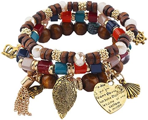 YumStar | Handmade Artisanal Beaded Charm Bracelet | Charm Bracelets for Women &amp; Teens Make a Strong Fashion Statement | 6.9" (17 cm) (Peace)