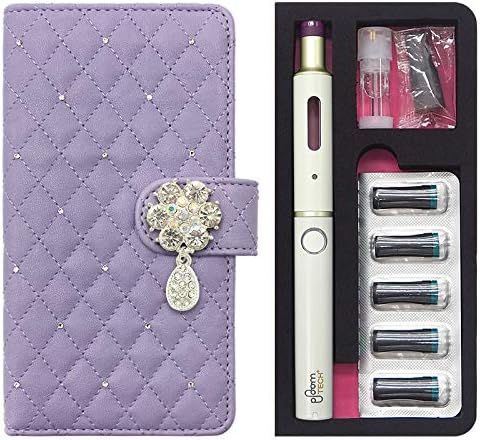 Amazon Co Jp プルームテック プラス ケース Ploom Tech 手帳型プルームテックプラス Ploomtech プルームテックプラス専用 カバー プルームテックケース タバコ たばこ 煙草 禁煙 喫煙 電子タバコ デコ 花 新型 ギフト キルティング パープル スワロフスキー