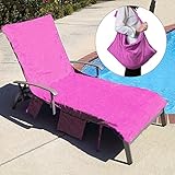 KING DO WAY Microfiber Lounge Chair Beach Towel With Pockets Holidays Sunbathing Quick Drying Towels Purple
