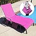 KING DO WAY Lounge Chair Beach Towel Cover Microfiber Pool Lounge Chair Cover with Pockets Holidays Sunbathing Quick Drying Terry Towels 82.5’’x27.5’’ (Pink)