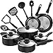 hOmeLabs 15 Piece Nonstick Cookware Set - Multi Quart Aluminum Kitchen Pots and Pans Set with Nonstick BPA Free Nylon Cooking Utensils - Oven Safe Basics Non Stick Sauce Pot and Fry Pan Set - Black