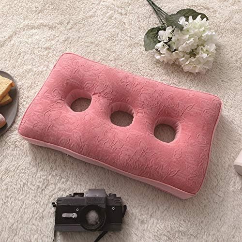 Hioowiu Buckwheat husk Pillow Washed cotton Three holes Ear pillows Ear protection pillows Buckwheat pillows@powder_35*55 cm
