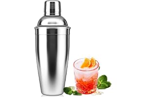 NewGF Cocktail Shaker,Drink Mixer with Built-in Strainer for Mixing Drinks Margaritas,Beginner Friendly Mixer Bar Utensil Tool (Sliver-01)