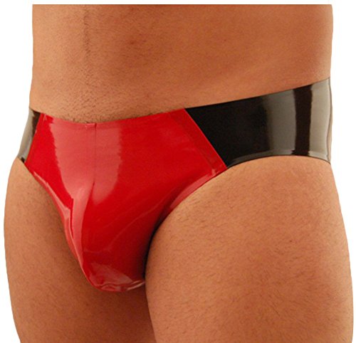 AvaCostume Men's Latex Rubber Boxers Briefs, L, Red
