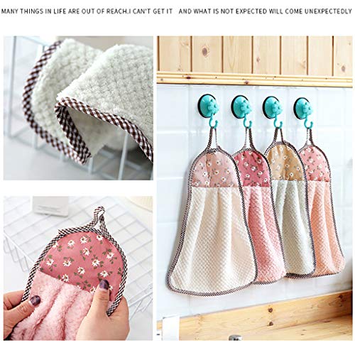 YALANK 4pcs Cleaning Cloth Kitchen Towels Hangable Coral Velvet Wipes Reusable Household Dish Cloth Towel for House Furniture Table Kitchen Dish Window Glasses