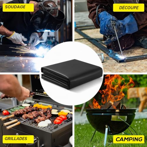 Heavy Duty Welding Blanket, 6ft x 8ft, Silicone Coated Fiberglass Fire Blanket, Designed for Home and Outdoor Use for Professional Heavy Duty Welding