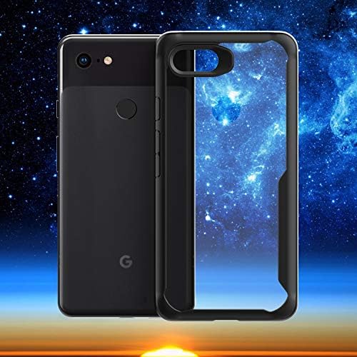 Haoweiwei for Google Pixel 3 XL Transparent Soft TPU Slim Clear Shockproof Armor Shield Bumper + Hard PC Back Cover Case (Color : Black)