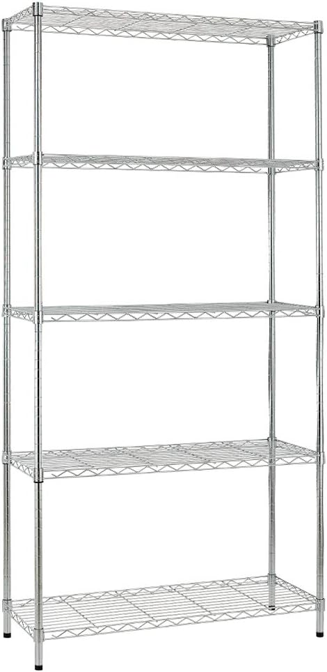 5 Tier Wire Shelving Unit Storage Shelves Metal Wire Shelf Storage Rack Adjustable Commercial Organizer Heavy Duty Layer Unit for Restaurant Garage Pantry Kitchen Office 72