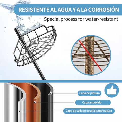 Organizador Para Baño Esquinero Regadera,Organizador de Baño Regadera Esquinero Con hebilla Ajustable 60-118 inch,con 4 estantes,1toallero y 4 ganchos,acero inoxidable,la oxidación,para cocina baño.