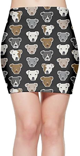Cute Pitbull Faces Art Pattern Womens Ease In To Comfort Stretchable Above The Knee Pencil Skirt