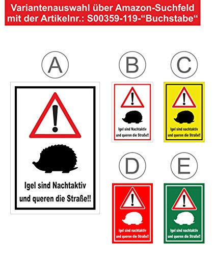 Melis-Folienwerkstatt Schild Igel queren die StraÃe - 30x20cm - Bohrlöcher - 3mm Aluverbund â 20 VAR S00359-119-B – Bild 4