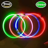 LED Necklace, USB Rechargeable Super Bright Party Favor Led Light Collar, Universal Size Trim Fit, Great for Parties Christmas Gifts, Concerts, Outdoor activities, by IllumiFun (Green)