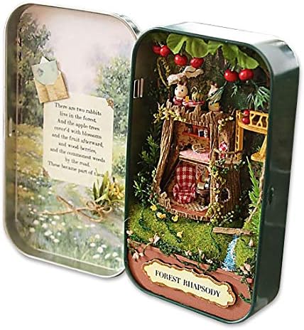 the simple - DIY 3D Theater Miniature Doll Box Handmade LED Doll Houses Kids Adults Toy Creative Gift (Forest Rhapsody)