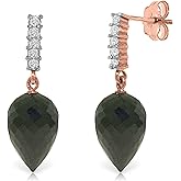 Galaxy Gold GG 14k Solid Gold Earrings with Diamonds and Pointy Briolette Black Spinels