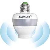 eSenlite Smart Radar Motion Sensor Light Socket Adapter &ndash; E26/E27 Screw-in Add-On, Dusk-to-Dawn, Invisible Radar Through Glass-Wall, Works with LED CFL Incandescent Bulbs （1-Pack）