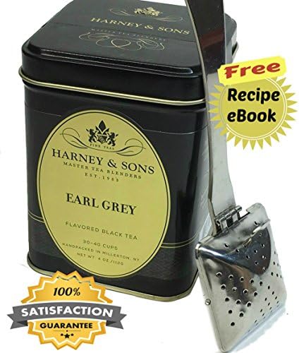 Best Long-Handled Loose Leaf Tea Infuser Strainers with Premium Earl Grey Black Loose Leaf Tea, Stainless Steel Tea Strainer, Latest Steeper for Loose Tea by Heirloom Culinary