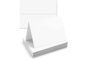 Poever Blank-Cards-and-Envelopes 60 Pack - 4 x 5.5 Folded Cardstock with A2 White Envelopes-for-Invitation, Heavyweight Blank-Note-Cards-and-Envelopes Self Seal Printable for Greeting Party Birthday