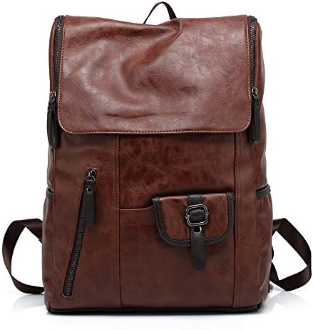Diglot Laptop Backpack PU Leather Business Backpack Leisure and Fashion Backpack for College Lightweight Travel Daypack Fits less than 15 inch Laptop &amp; Tablet (Brown)
