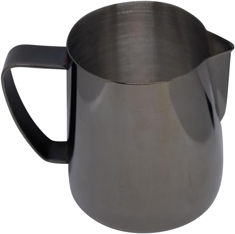 Latte Art | Stainless Steel Milk Frothing Pitcher Gunmetal Gray 12 oz Titanium Mirror Finish