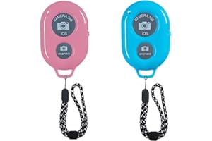 AngelReally Wireless Camera Shutter Remote Control for Smart Phones- Compatible with iOS/Android (1 Pink＋1 Blue)