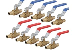 PEX Ball Valve,F1807 1/2-in PEX X1/2-in PEX Shut Off Valve in Lead Free with Long Lever,CUPC Certified (10-Pack)