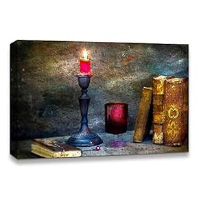 Canvas Wall Art Christmas Candles for Celebration Painting Artwork for Home Prints Framed - 12x18 inches
