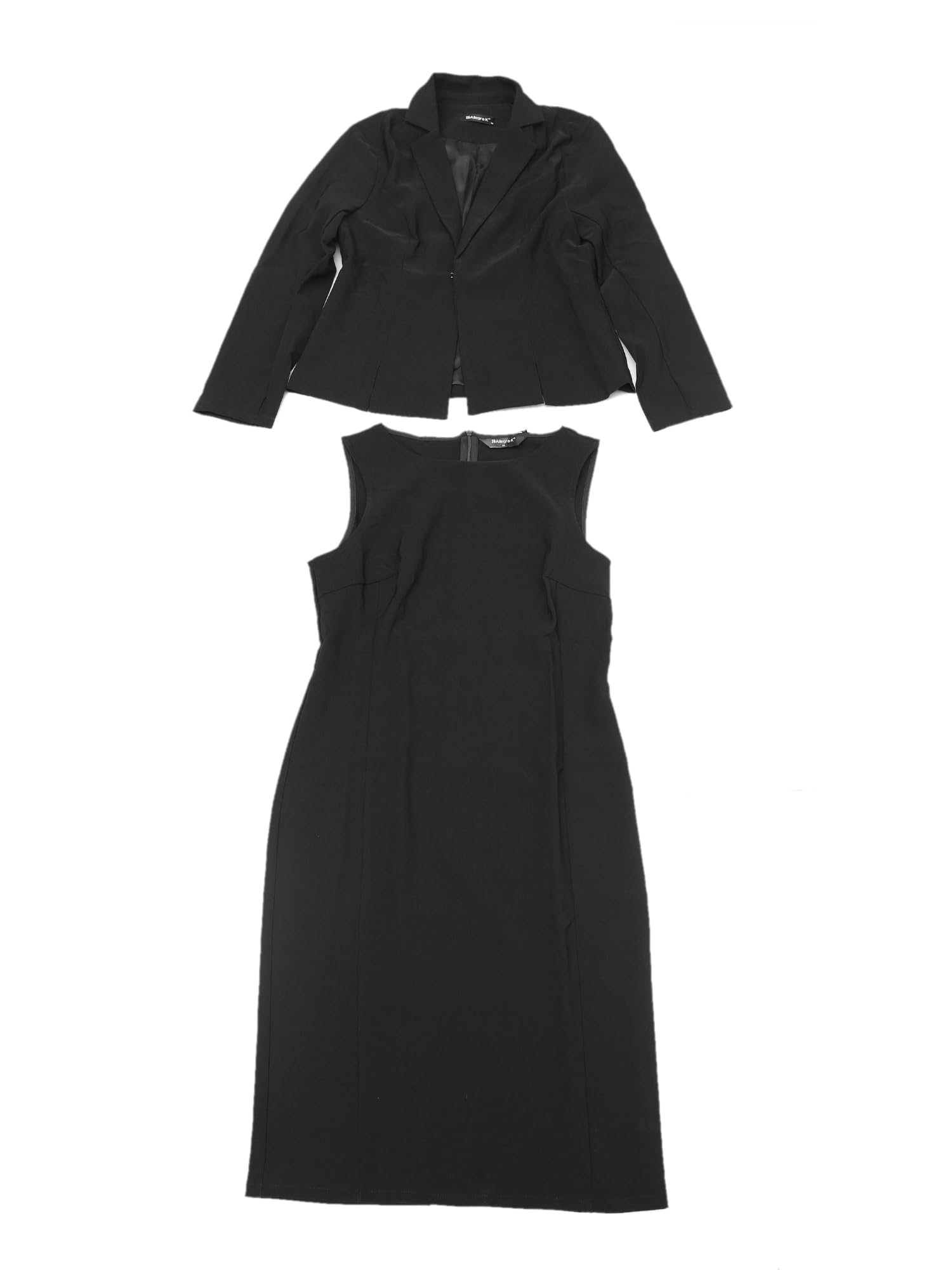 Photo 1 of Allegra K Business Dress Suit Sets for Women's 2 Piece Sleeveless Dress and Notched Lapel Blazer X-Large Black