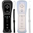 Tevodo Wii Remote Controller, 2 Packs Upgrade Wii Wireless Controller Compatible with Wii Wii U(Black and White)