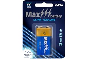 Max1 Pack Alkaline Battery 9V 10-Year Shelf Life