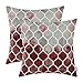 CaliTime Cushion Covers Cushion Cover Pack of 2 Cosy Cushion Covers for Couch Bed Sofa Hand Painted Colourful Geometric Grid Chain Print 45 cm x 45 cm Main Grey Red Burgundy
