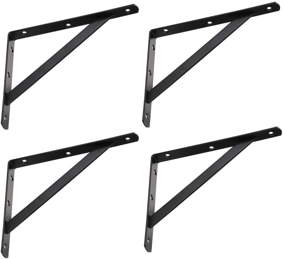 Dewell 2 Pcs 10inch Tripod Triangle Shelf Brackets, Wall Mounted Shelf Supports Black,BT250: Home Improvement