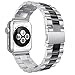 HUANLONG Apple Watch Band, Latest Solid Stainless Steel Metal Replacement 3 Pointers Watchband Bracelet with Double Button Folding Clasp for Apple Watch Iwatch (silver/black 42mm)