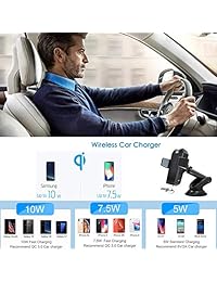 AD ADTRIP Cargador de automóvil inalámbrico Soporte Qi Cargador de automóvil Auto Sujeción Parabrisas Tablero de instrumentos y ventilación de aire Soporte para teléfono para automóvil Compatible con iPhone Xs Xs Max XR X 8 8 Plus, Samsung Galaxy