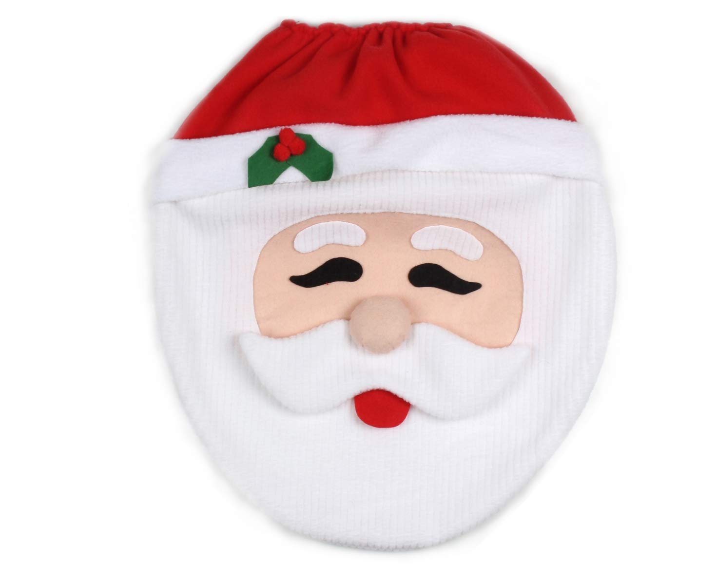 Ohuhu Christmas Santa Toilet Seat Cover, Toilet Paper Box Cover and Rug Set