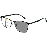 KISSOUL Photochromic Progressive Multifocus Reading Glasses Metal Lightweight Blue Light Blocking Glasses for Daily Wear