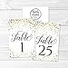Hadley Designs Wedding Table Numbers 1-20 - Table Numbers for Wedding Reception Centerpiece, 4 x 6 Inches Double Sided Cards (Gold)