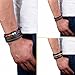 THUNARAZ 8-15Pcs Men Leather Bracelets Hemp Cords Wood Beads Ethnic Tribal Bracelets Leather Wristbands