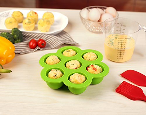 Egg Bites Molds for Instant Pot Accessories by ULEE - Fits Instant Pot 5/6/8 qt Pressure Cooker, Silicone Steamer with Handles Included to Make the Mold Removal Easier (Green) - Thumbnail 6