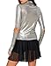 Haoduoyi Womens Cosplay Silver Metalic Shiny Mock Collar T Shirt Tops