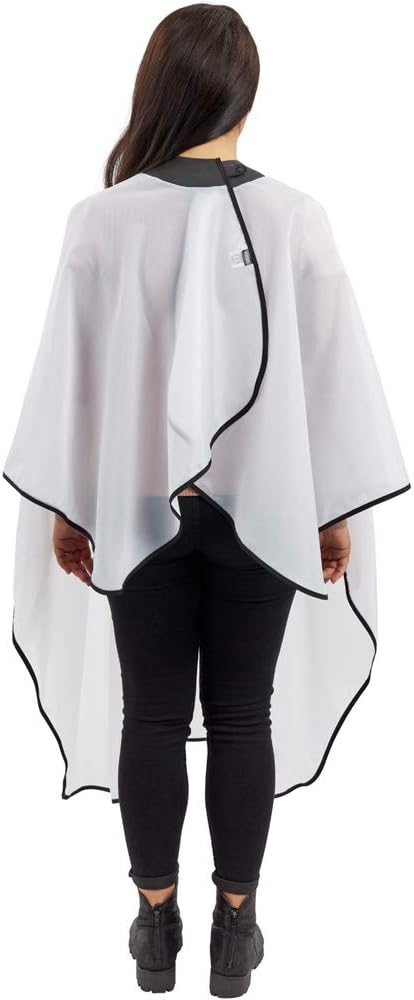 NeoCape Unigown PTFE Coated Hairdressing Gown - Premium Barber Cape with built-in Neoprene HairStop Collar (White) - Image 3
