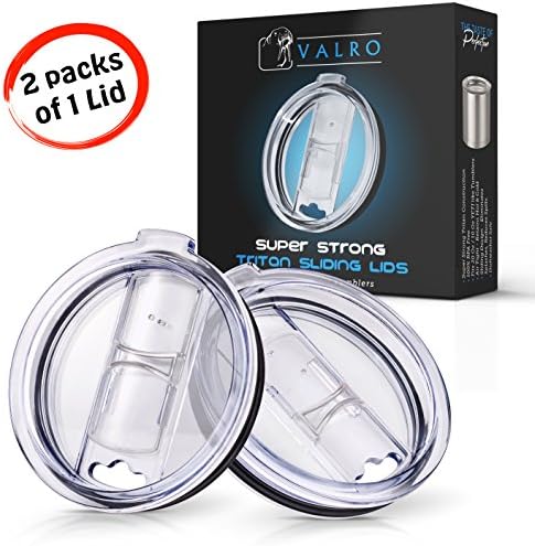2 NEW SPLASH PROOF Tritan RTIC Lids- Premium Quality Tumbler Replacement, Spill Resistant, Fit 20 Oz Rambler Yeti Lids, Ozark, Sic - Open Close Sliding Closure, Straw Friendly, BPA Free, by VALRO …
