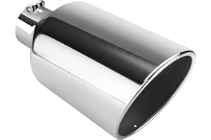 AUTOSAVER88 4 Inch Inlet Exhaust Tip, 4" Inlet 8" Outlet 15" Overall Length Chrome-Plated Finish Stainless Steel Exhaust Tail Tip for 4" Outside Diameter Tailpipe, Rolled Angle Cut, Bolt-On, Polished