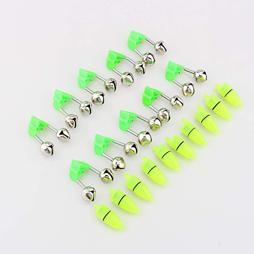 bite alarm,Fish Ring Bite Double Bells, 10x Night Fishing Accessory LED Light Rod Tip Fish Ring Bite Double Bells Fishing Bite Alarm
