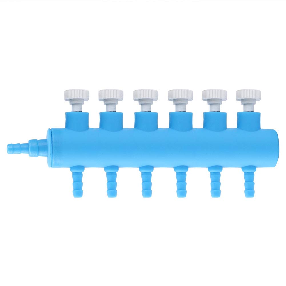 6 Way Aquarium Air Splitter with Air Control Valve - Plastic Oxygen Distributor for Fish Tank Air Pump Accessories (1PCS)